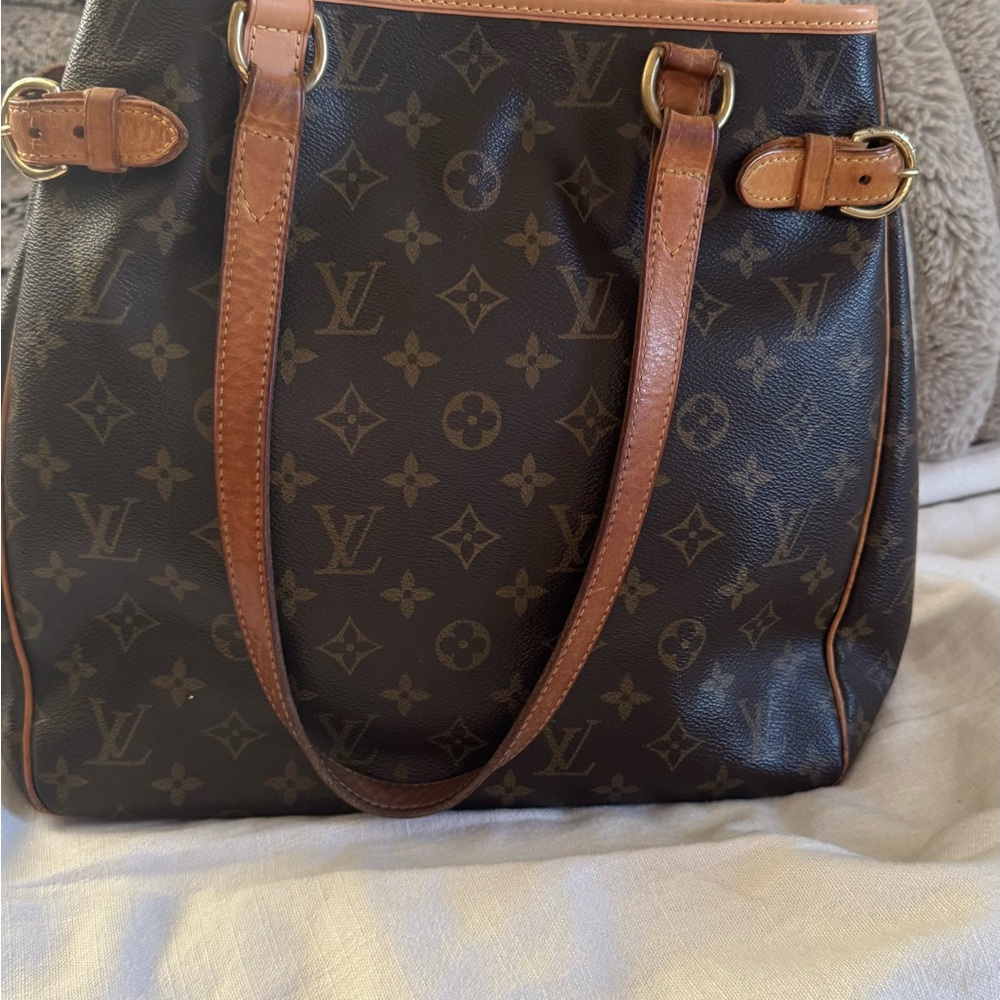 Louis Vuitton Brown Tote Bag with Iconic Monogram and Vachetta Leather Handles